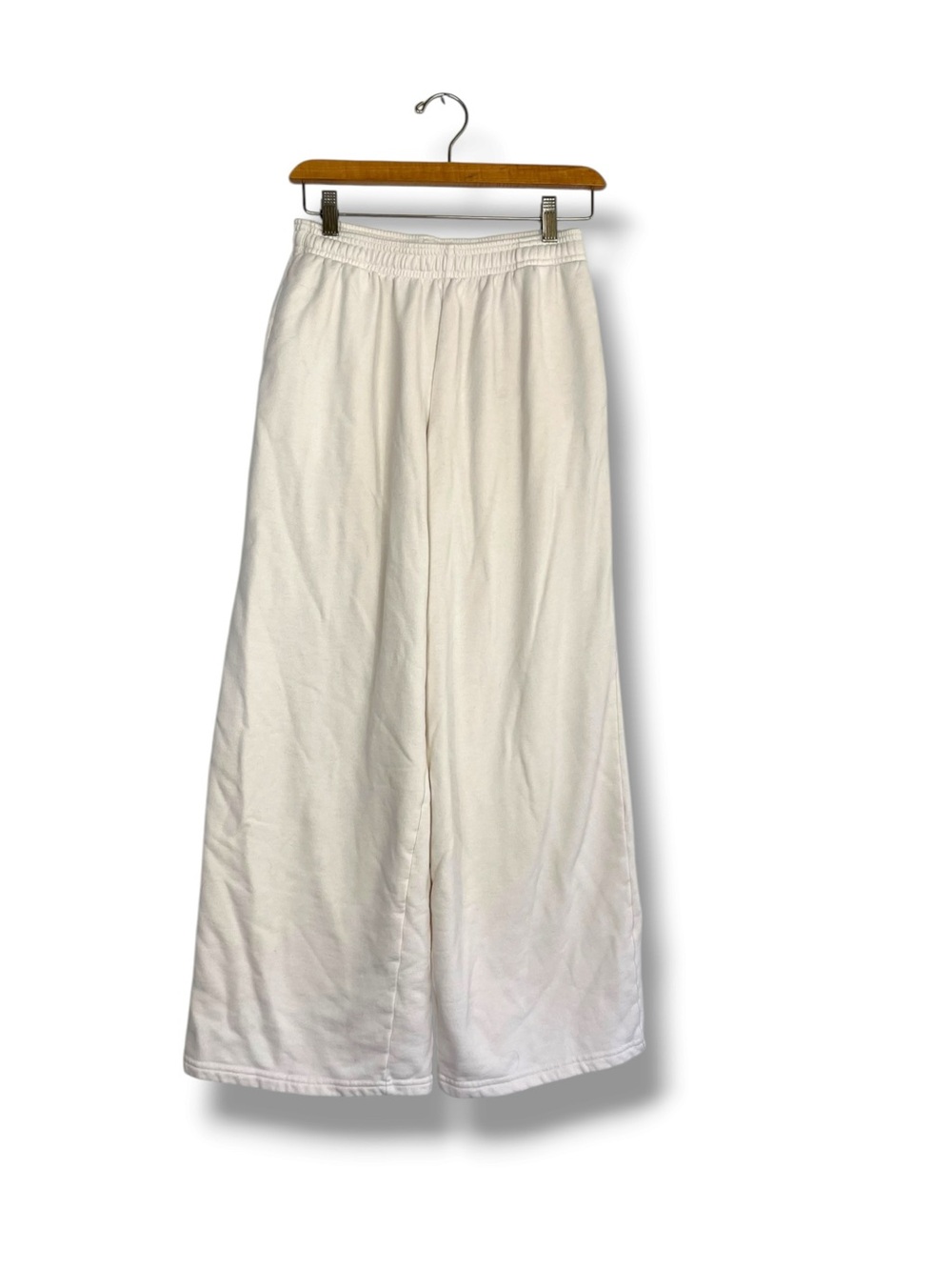 Uniqlo Women’s Wide Leg Sweatpants Cream Small Pockets Minimalist Baggy